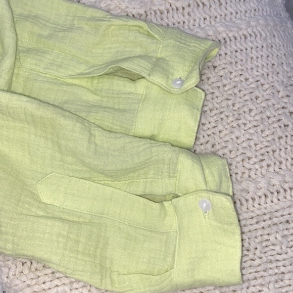 LUCKY Brand lime green cotton button down top size small - Picture 3 of 6